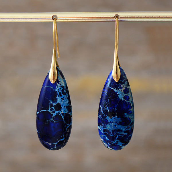 Deep Blue Sodalite and Brass Spiritual Awakening Earrings for Intuition and Clarity