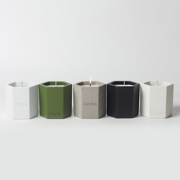 Hexagon Concrete Scented Candle Collection - Modern Minimalist Candles for Meditation, Relaxation, and Home Decor