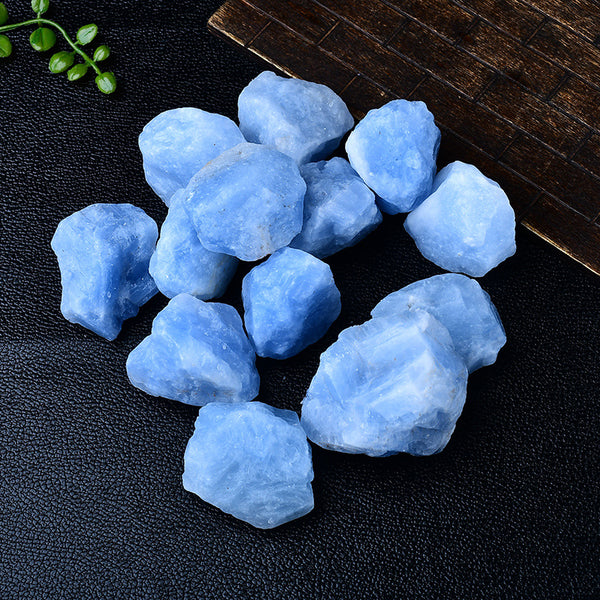 Raw Blue Calcite Healing Stones for Calming and Communication Energy Work