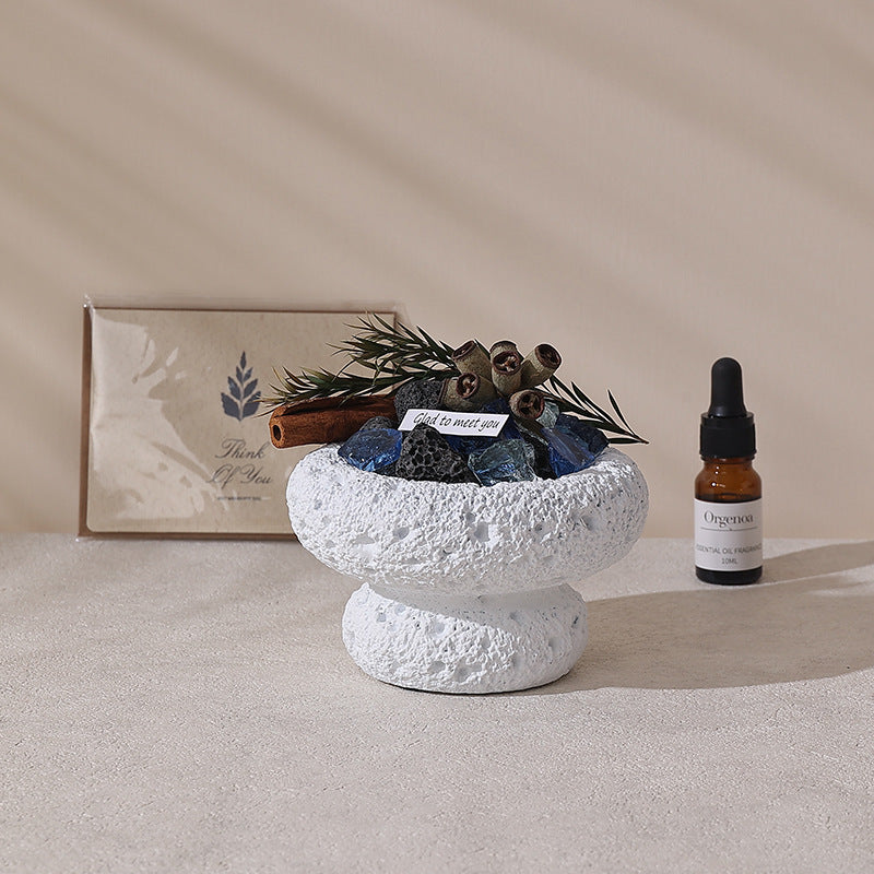 Volcanic Stone Essential Oil Diffuser Bowl with Natural Crystals for Spiritual Energy Cleansing