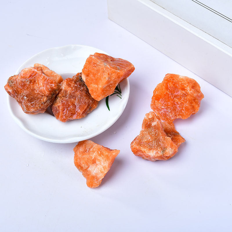 Rough Orange Calcite Healing Stones for Creativity and Positive Energy - Natural Raw Crystals for Spiritual Growth