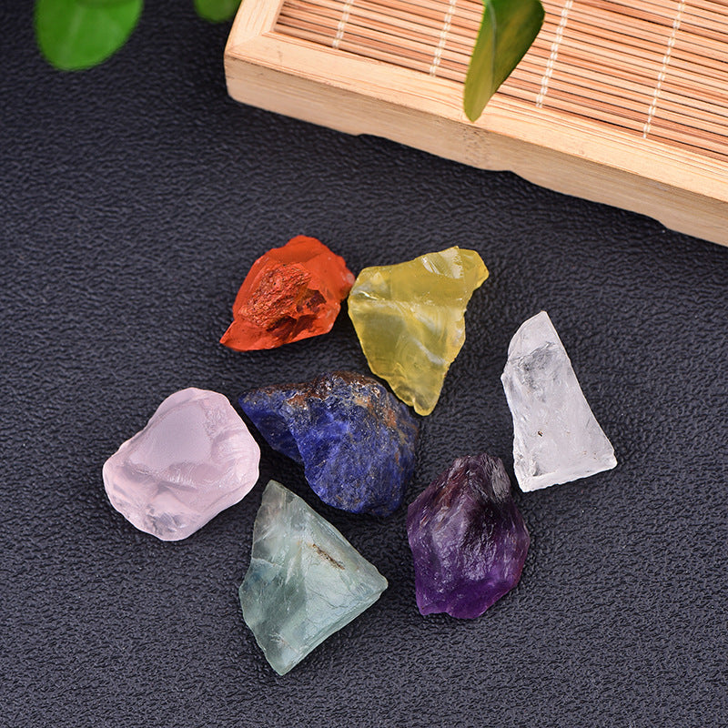 Multi-Colored Raw Gemstone Collection for Chakra Healing and Energy Balancing - 7 Stone Set