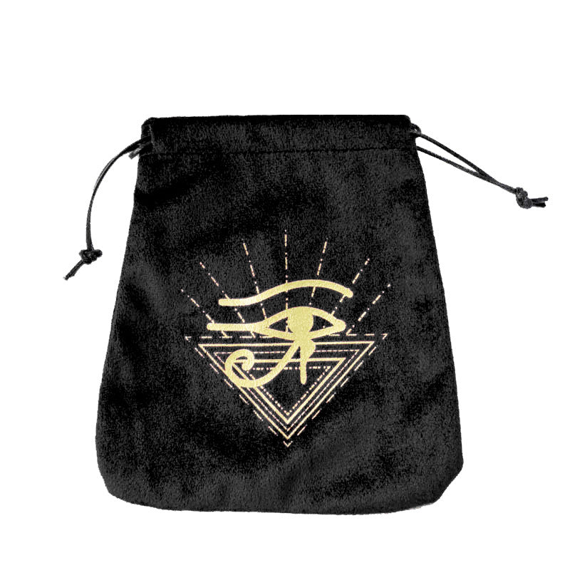 Velvet Drawstring Spiritual Pouches with Sacred Symbol Designs for Crystals, Tarot, and Rune Storage