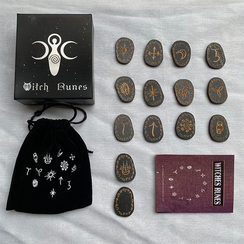 Enchanted Witch Runes Set with Handcrafted Symbols for Spiritual Divination and Guidance