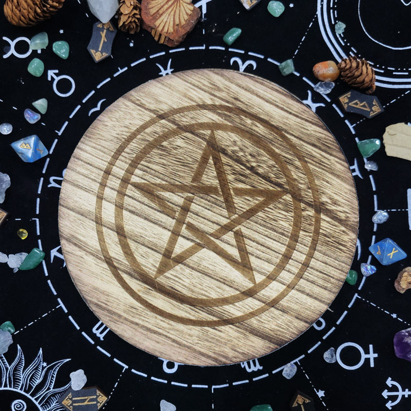 Wooden Pentacle Altar Plate for Rituals and Spell Casting – Essential Tool for Wiccan and Pagan Practices