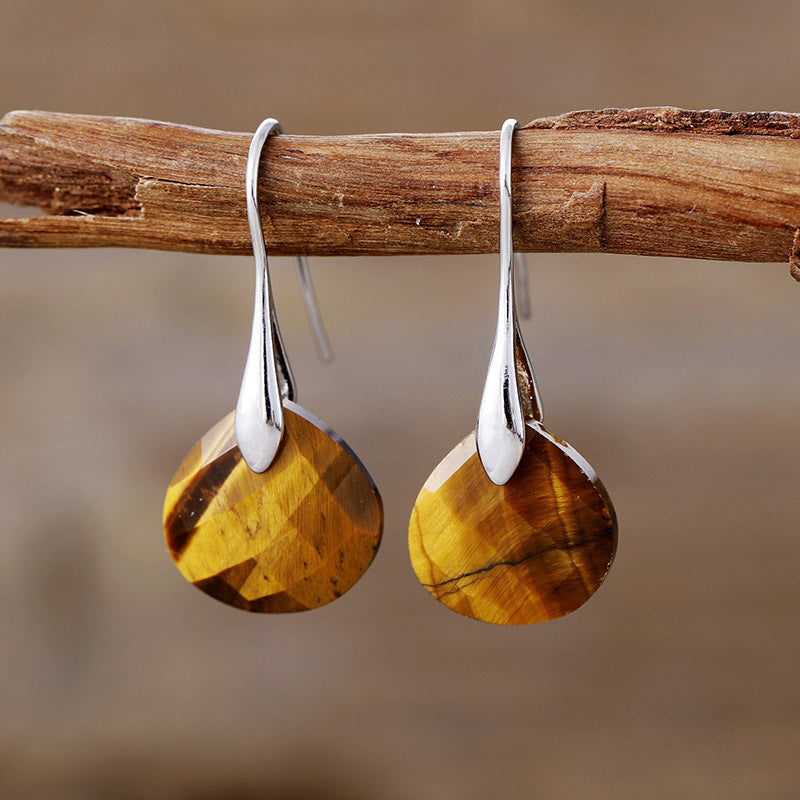 Faceted Gemstone Drop Earrings for Spiritual Clarity, Protection, and Grounding