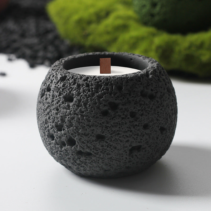 Lava Rock Textured Scented Candle Collection - Volcanic Stone Candles with Wooden Wick for Meditation, Relaxation, and Home Decor