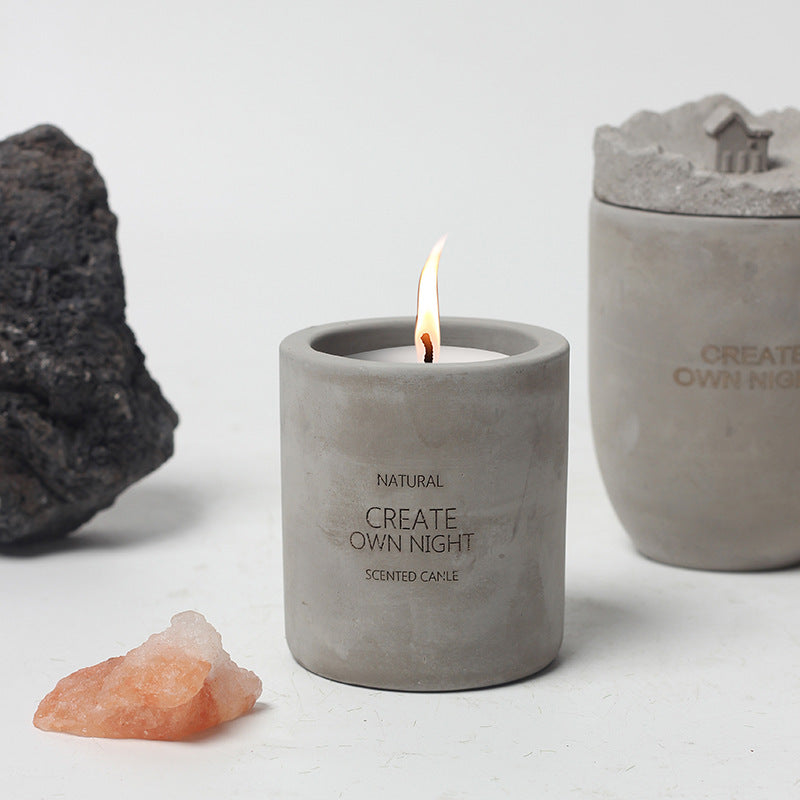 Minimalist Natural Concrete Candles for Meditation, Relaxation, and Spiritual Ambiance