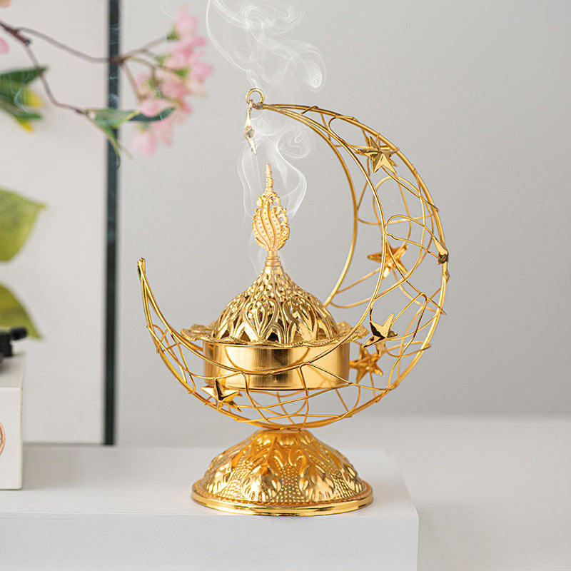 Celestial Moon Incense Holder with Hanging Star - Spiritual Décor for Meditation and Relaxation