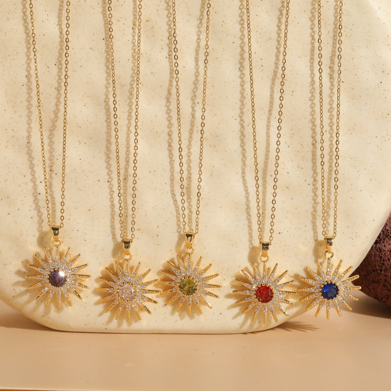 Sunburst Gemstone Pendant Necklace Collection for Vibrant Spiritual Energy and Radiance