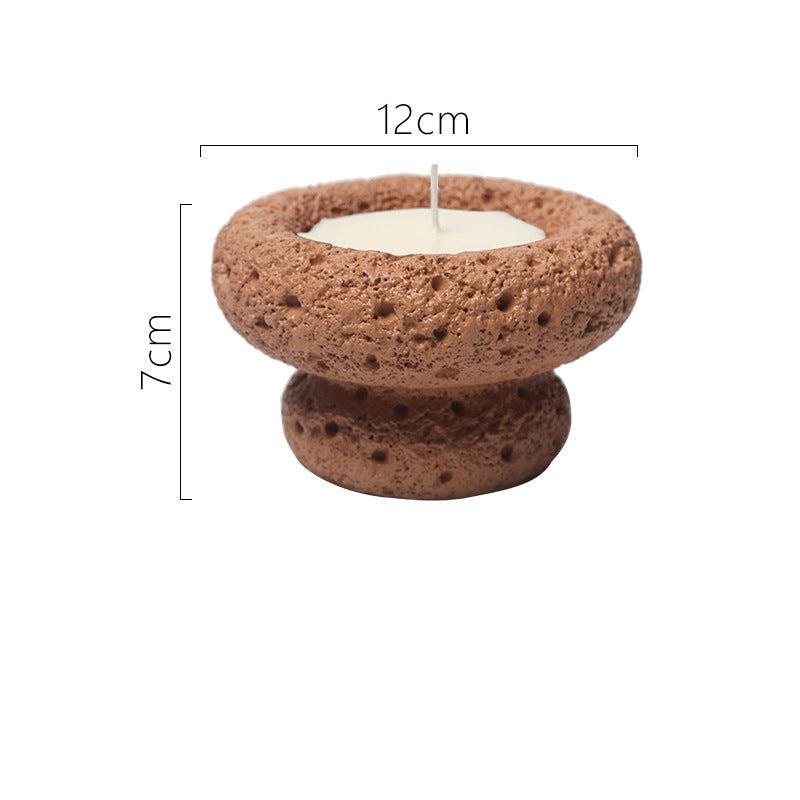 Natural Volcanic Stone Tealight Candle Holders - Earthy and Textured Candle Stands in Multiple Colors