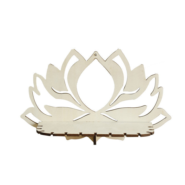 Lotus Flower Wooden Wall Shelf - Sacred Space Organizer