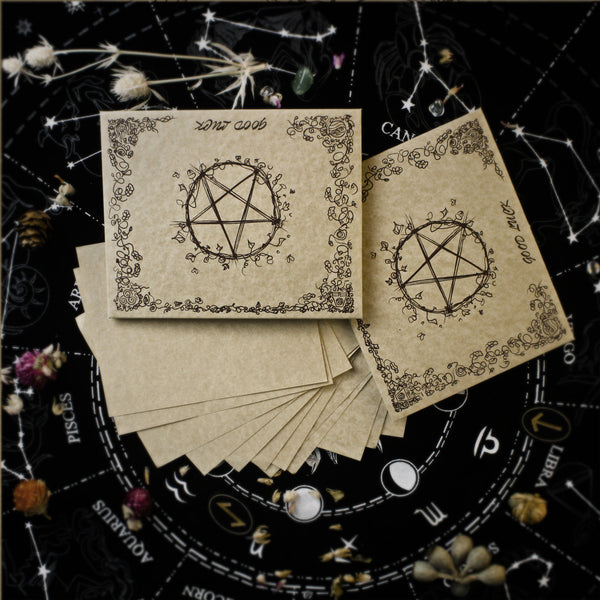 Pentagram-Emblazoned Good Luck Spell Papers for Rituals and Manifestation – Mystical Witchcraft Supplies