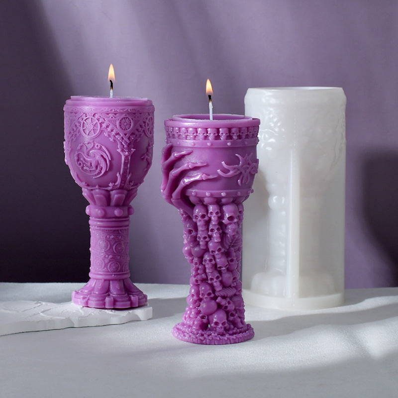 Mystical Gothic Chalice Candle Set - Enigmatic Handcrafted Sculptural Wax Art