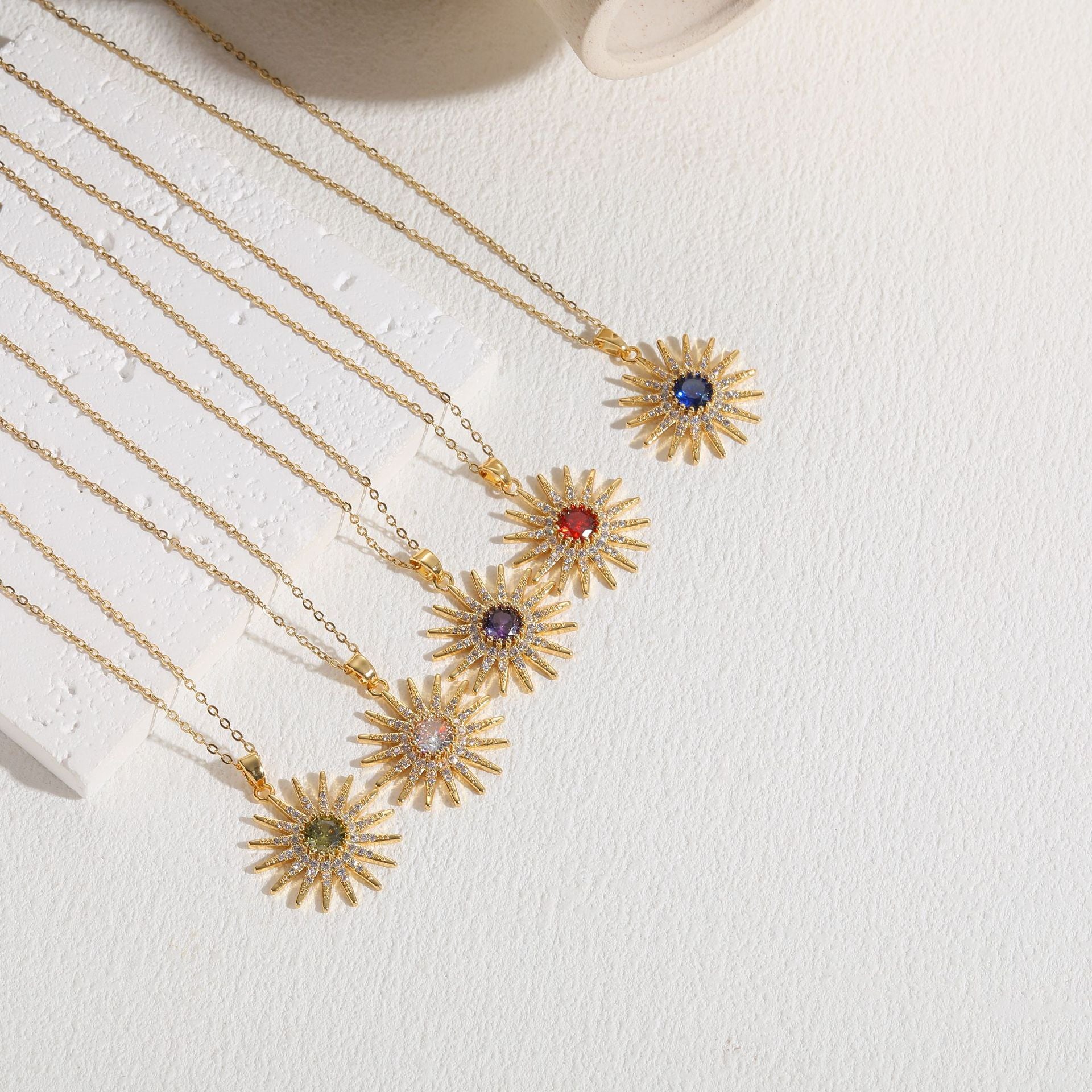 Sunburst Gemstone Pendant Necklace Collection for Vibrant Spiritual Energy and Radiance