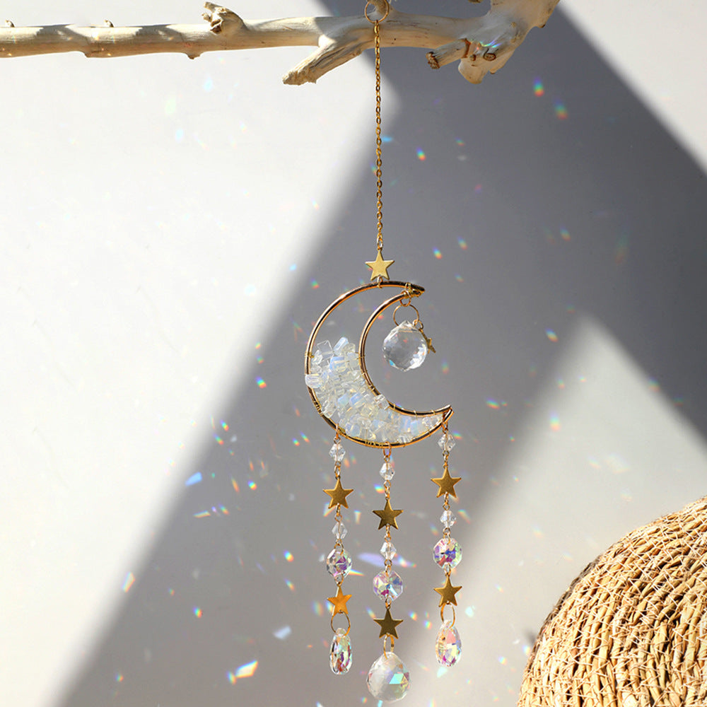 Crystal Moon Sun Catcher - Healing Gemstone Hanging Decor