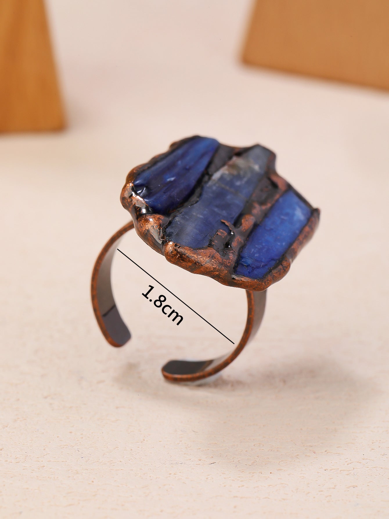 Handcrafted Blue Kyanite Energy Ring with Raw Copper Setting for Chakra Alignment and Spiritual Clarity