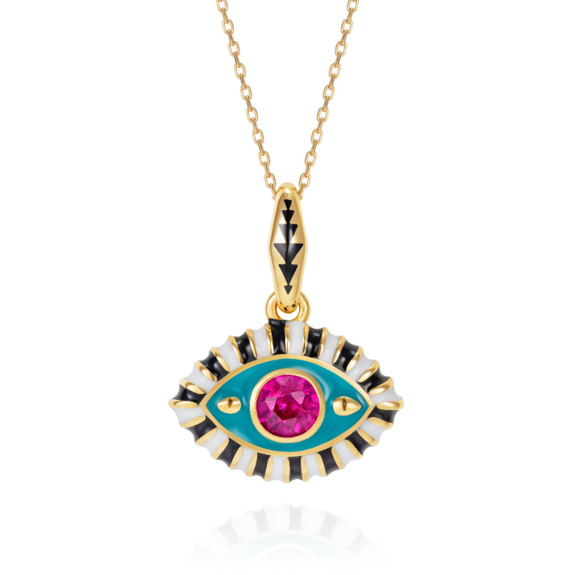 Enamel Evil Eye Necklace Collection – Vibrant Protection Charms in Gold