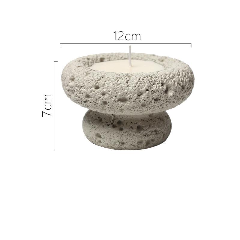 Natural Volcanic Stone Tealight Candle Holders - Earthy and Textured Candle Stands in Multiple Colors