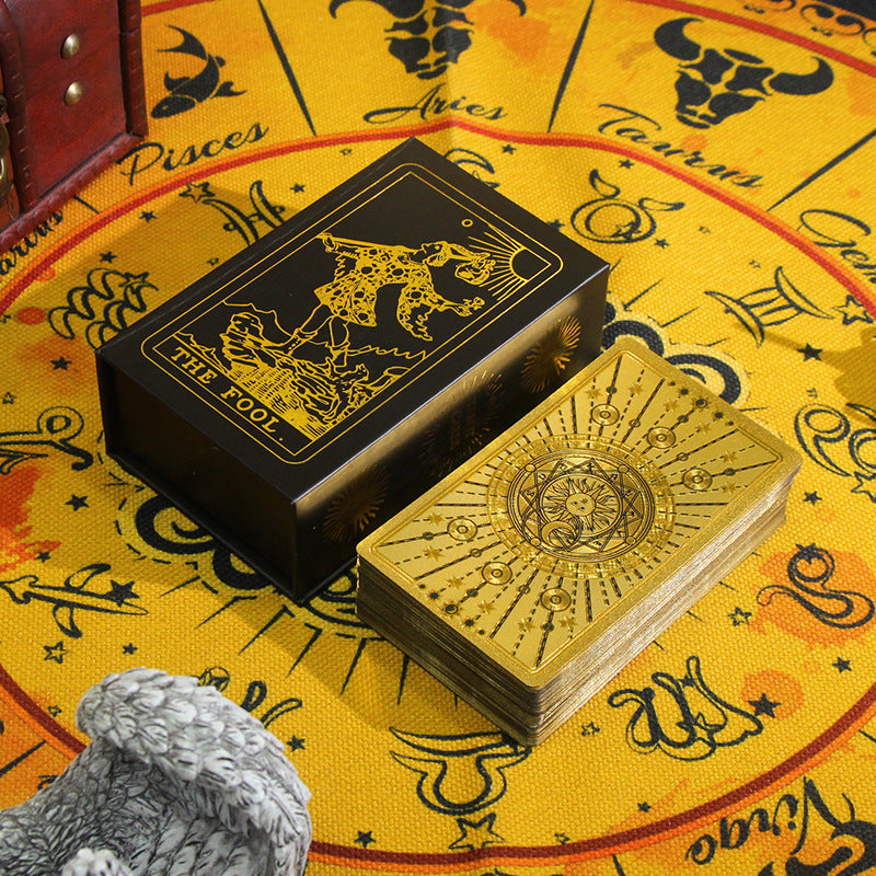 Golden Foil Classic Tarot Deck with The Fool Design - Premium Quality Tarot Cards for Spiritual Guidance and Divination