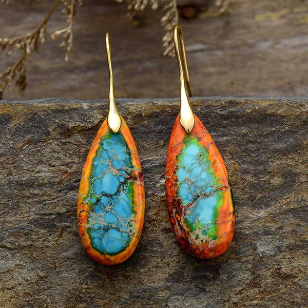 Handcrafted Jasper and Opal Spiritual Healing Earrings with Sterling Silver Hooks