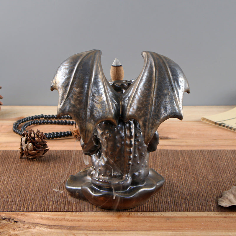 Bronze Gargoyle Backflow Incense Burner – Gothic Aromatherapy for Spiritual Protection and Meditation