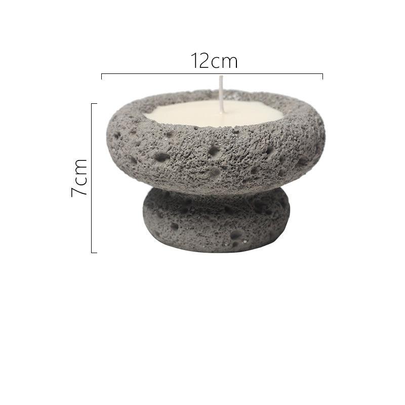 Natural Volcanic Stone Tealight Candle Holders - Earthy and Textured Candle Stands in Multiple Colors