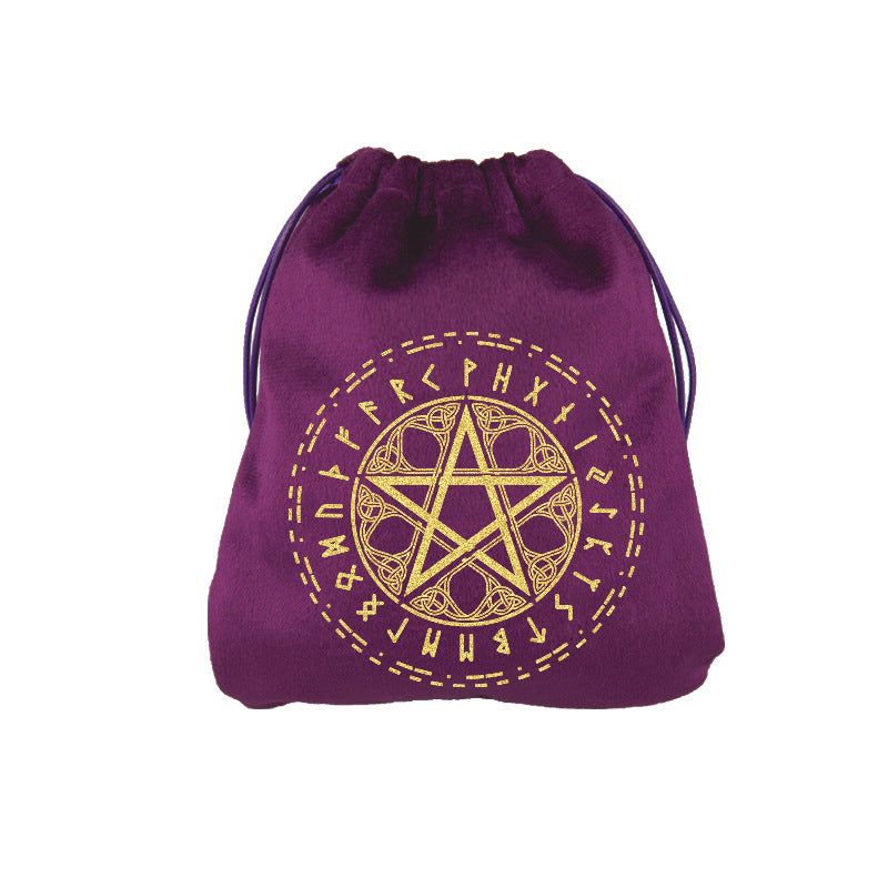 Velvet Drawstring Spiritual Pouches with Sacred Symbol Designs for Crystals, Tarot, and Rune Storage