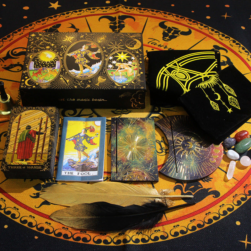 Cosmic Tarot Deck with Golden Foil Embossing - Deluxe Spiritual Tool for Intuitive Readings and Meditation