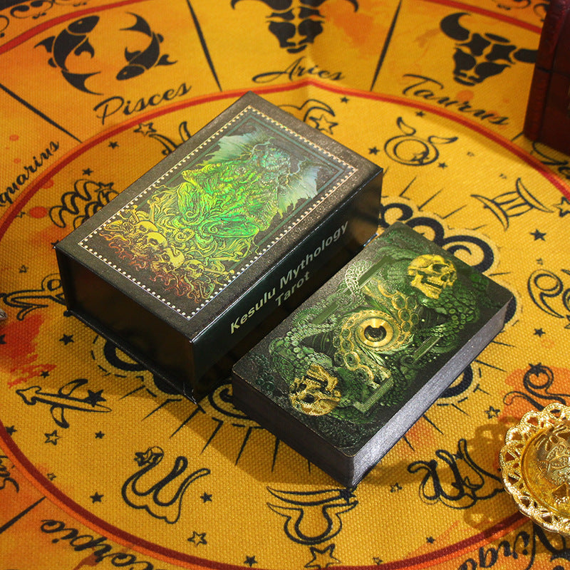 Kesulu Mythology Tarot Deck with Gold Foil Detailing - Unveil the Mystical Realms of Cthulhu and Eldritch Beings