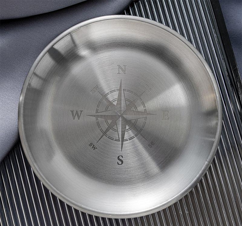 Intricately Etched Stainless Steel Altar Plate for Spiritual Rituals and Sacred Space Decor – 14cm Diameter, Featuring Unique Esoteric Designs