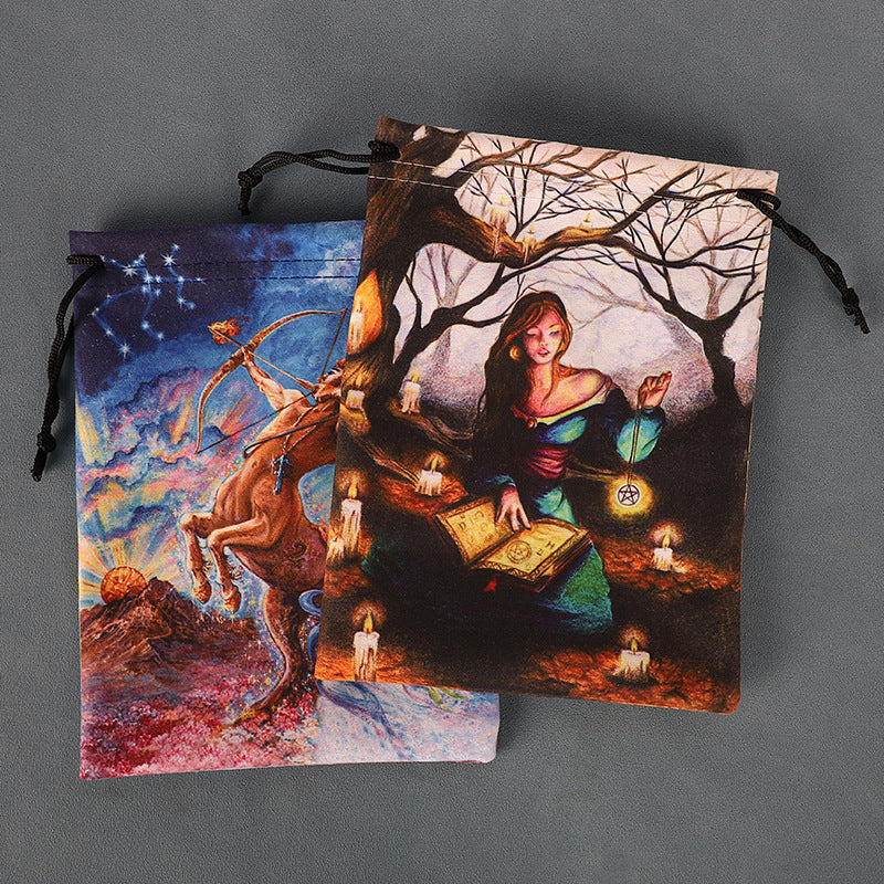 Exquisite Celestial-Themed Drawstring Pouches for Tarot Cards, Crystals, and Sacred Tools – Perfect for Spiritual Practitioners, Mystics, and Healers