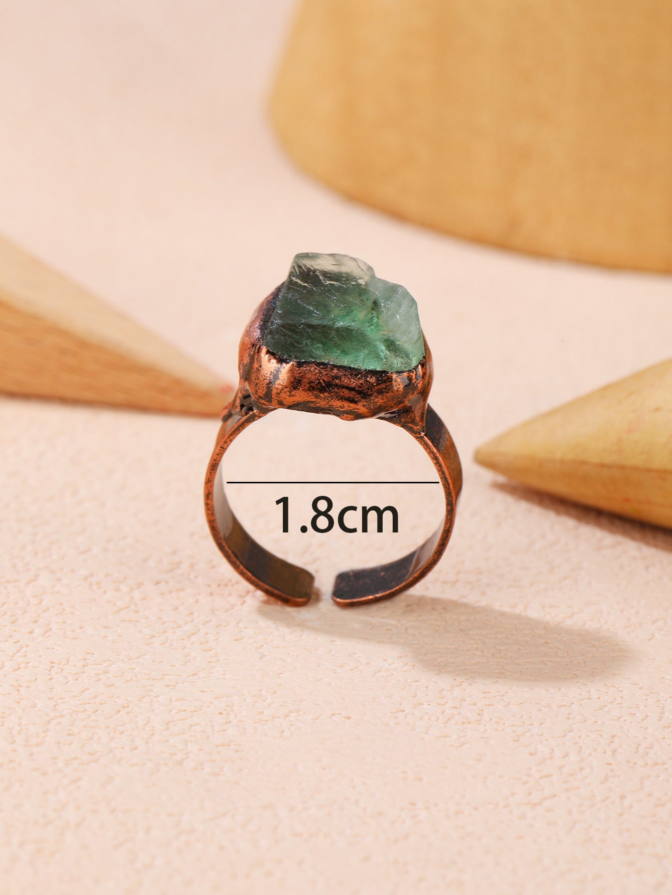 Handcrafted Green Fluorite Healing Ring with Rustic Copper Band for Emotional Balance and Spiritual Clarity