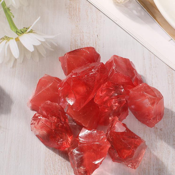 Vibrant Red Aura Quartz Rough Stones for Crystal Healing and Spiritual Energy Work