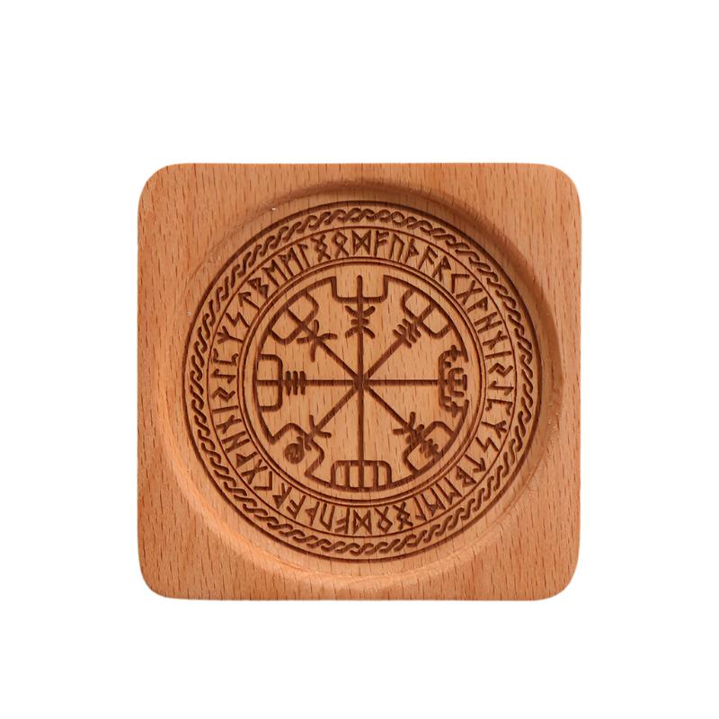 Nordic Rune Engraved Wooden Coaster Set for Spiritual Protection and Decor - Perfect for Rituals, Meditation, and Altar Use