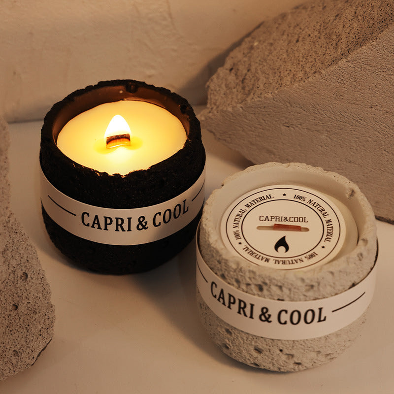 Capri & Cool Volcanic Stone Aromatherapy Candle for Spiritual Healing and Meditation