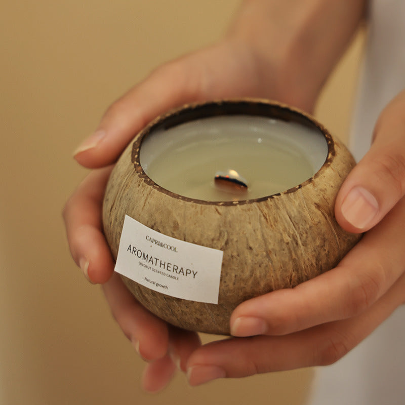 Aromatherapy Coconut Shell Scented Candle for Relaxation and Mindful Meditation