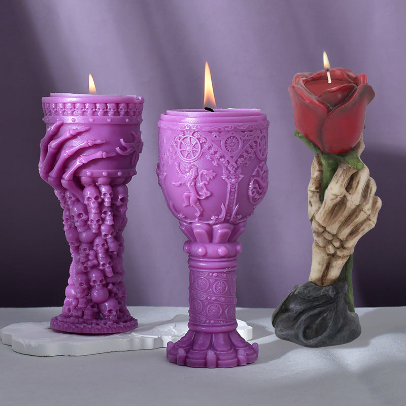 Mystical Gothic Chalice Candle Set - Enigmatic Handcrafted Sculptural Wax Art