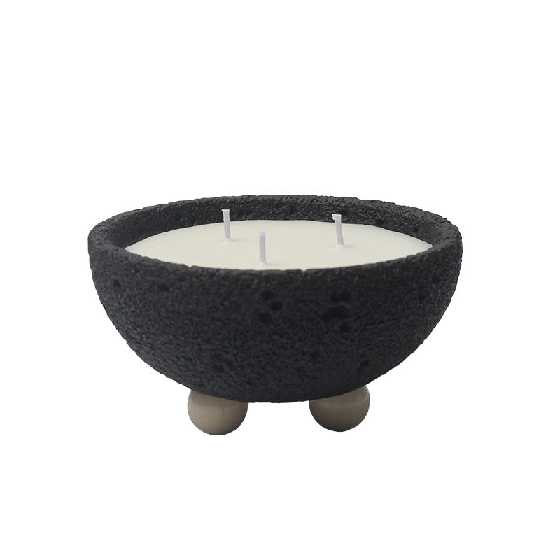 Lava Stone Textured Decorative Bowl Candle for Spiritual Ambiance and Meditation