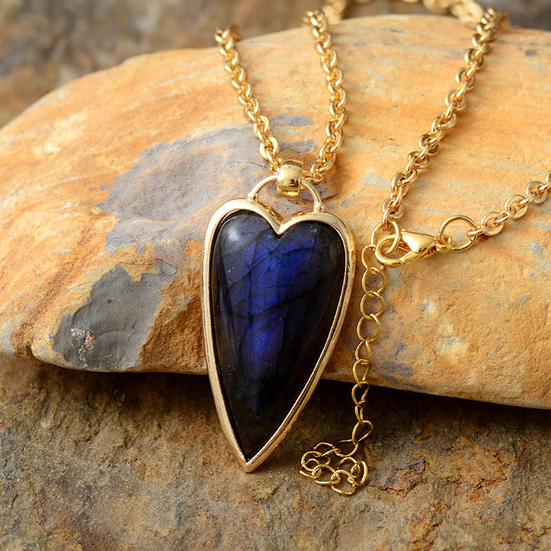 Labradorite Heart-Shaped Healing Energy Necklace