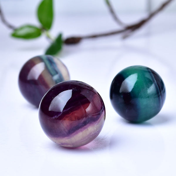 Natural Multi-Colored Fluorite Spheres - Polished Crystal Balls for Protection, Focus, and Spiritual Clarity