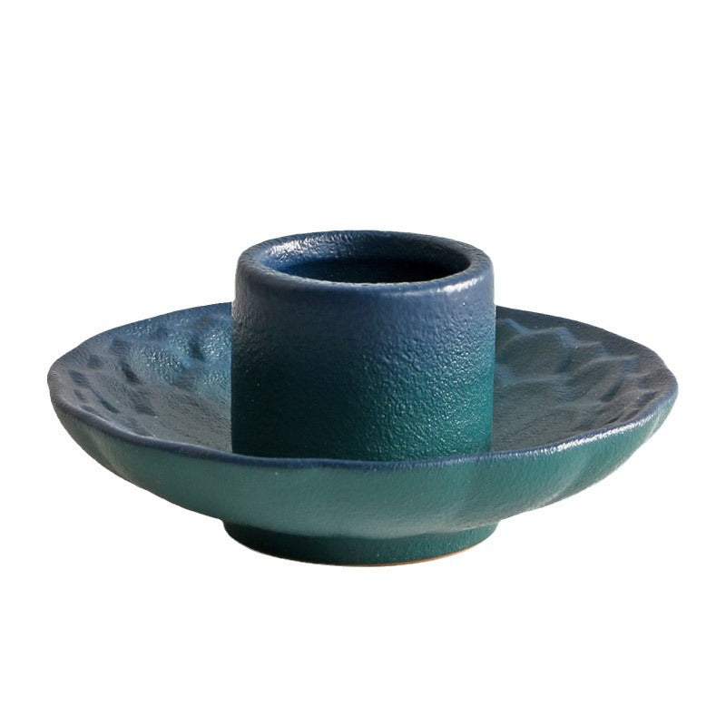 Elegant Black and Teal Textured Incense Holder for Sage and Smudging – Minimalist Spiritual Cleansing Tool