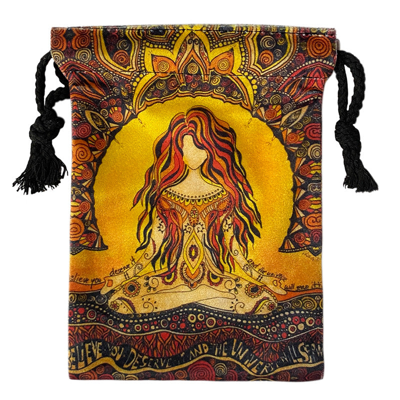 Mystical Celestial Tarot and Crystal Drawstring Pouch – Vibrant Velvet Bag for Tarot Decks, Crystals, and Spiritual Essentials