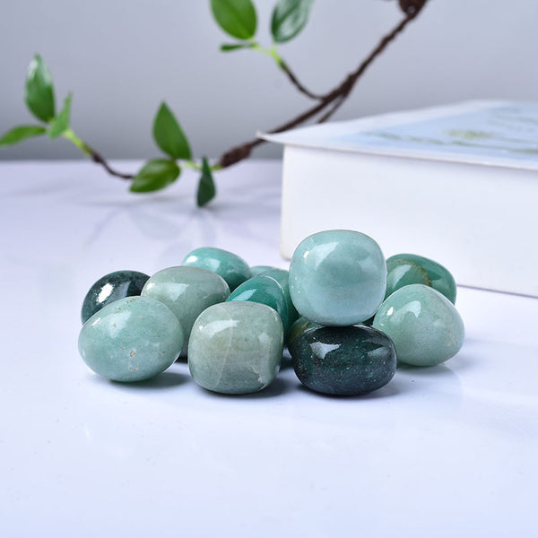 Green Aventurine Tumbled Healing Stones for Abundance and Heart Chakra Balance - Polished Crystal Set for Spiritual Practices