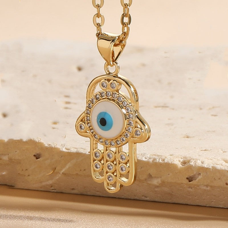 Protective Evil Eye and Hamsa Hand Necklace Set for Spiritual Guarding and Positive Energy