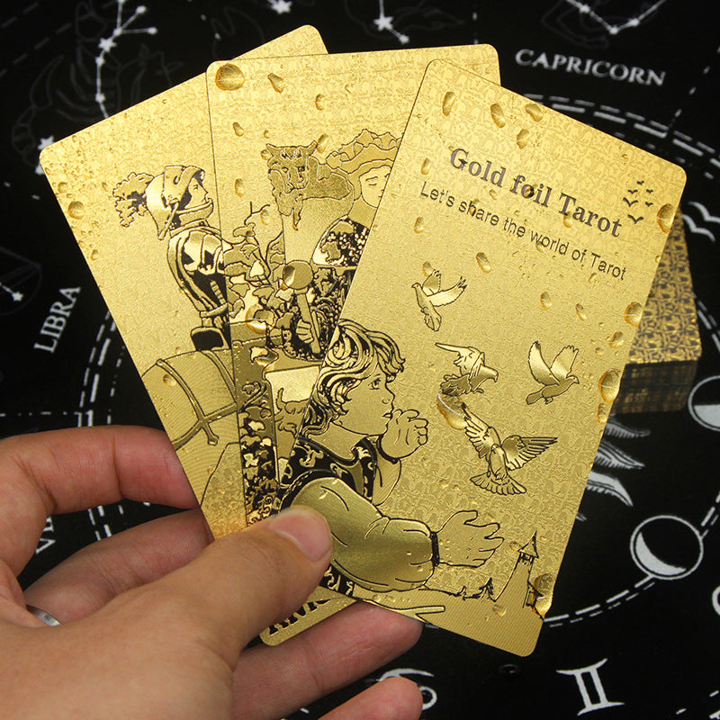 Luxury Gold Foil Tarot Deck for Elegant Readings and Spiritual Guidance - 78 Card Set with Premium Gold-Plated Design and Guidebook