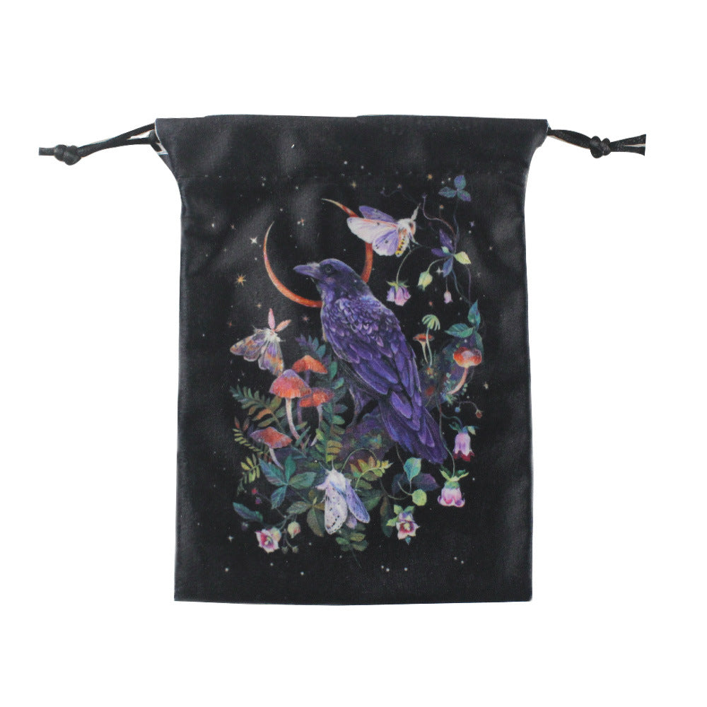 Mystical Moth and Moon Velvet Drawstring Pouches for Tarot Cards, Crystals, and Spiritual Essentials - Celestial and Nature-Inspired Designs