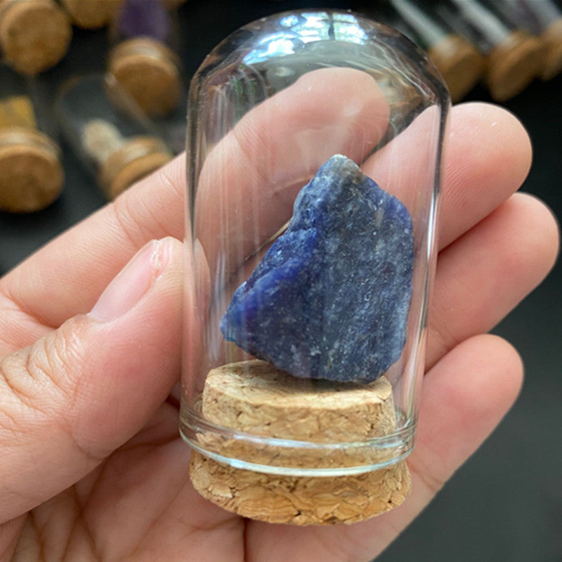 Mini Crystal Specimens in Glass Dome Display – Healing Stones Collection for Energy Balancing and Spiritual Decor