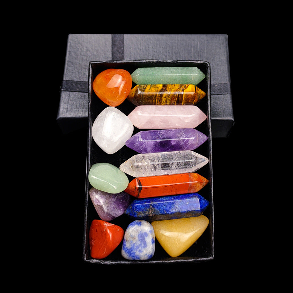 Deluxe Chakra Healing Crystal Set in Elegant Black Gift Box – Includes Raw and Tumbled Gemstones for Meditation, Energy Balancing, and Spiritual Practices