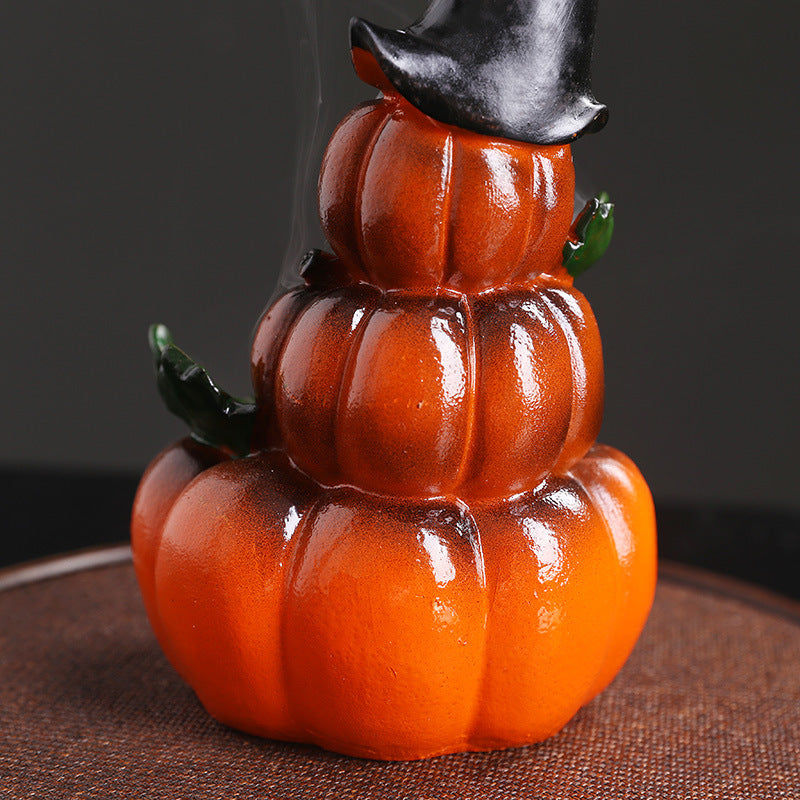 Spooky Pumpkin Ghost Backflow Incense Burner for Halloween Decoration and Meditation